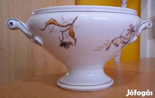 Gyönyörű antik Láng Mihály porcelánfestó asztalközép/kínálója