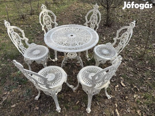 Gyönyörű antik öntvény alumínium kerti garnítúra szék Alu