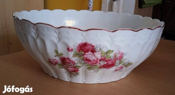 Gyönyörű antik rózsás Benedikt cseh porcelán nagy komatál