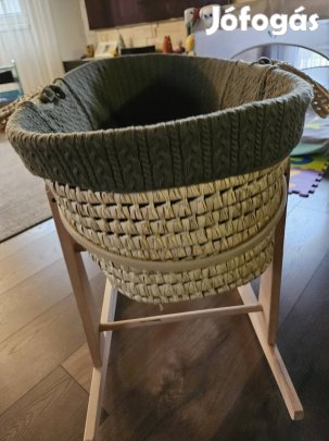 Gyönyörű baba mózeskosár + fa állvány - újszerű hibátlan állapot
