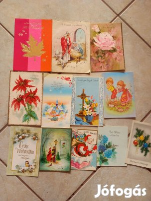 Gyönyörű csillámos aranyozott kihajtható képeslap csomag 60-as évekből