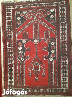 Gyönyörű kézi csomózású piros ima szőnyeg, szép állapot 120 x 86