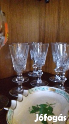 Gyönyörű kristály üvegpohár készlet talpas pálinkás 6db