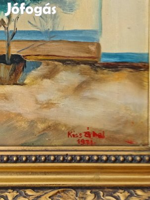 Gyönyörű olajfestmény kerettel: Kiss.Á " Vidéki ház" 70x85