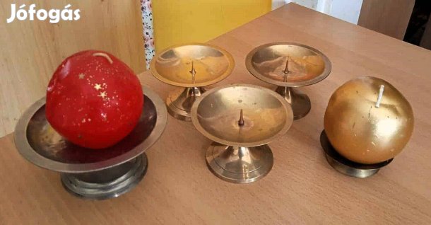Gyönyörű sárgaréz/fém gyertyatartók, 5 db