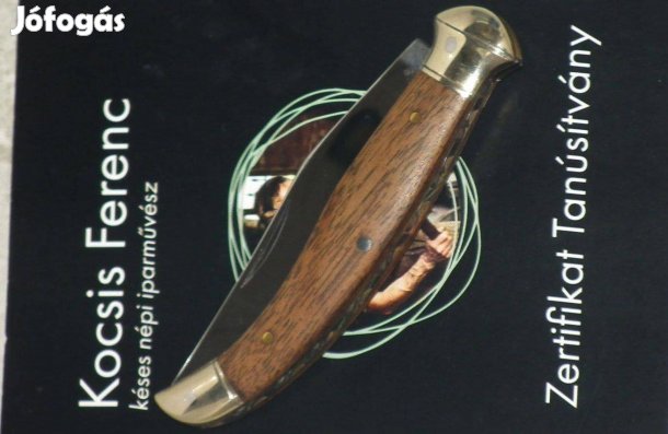 Gyűjteményi darab Kocsis Ferenc fejesgörbe bicska zsebkés certifikát