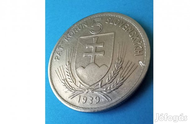 Gyűjtőknek 1939-es Szlovákia 5 Korona pénzérme eladó