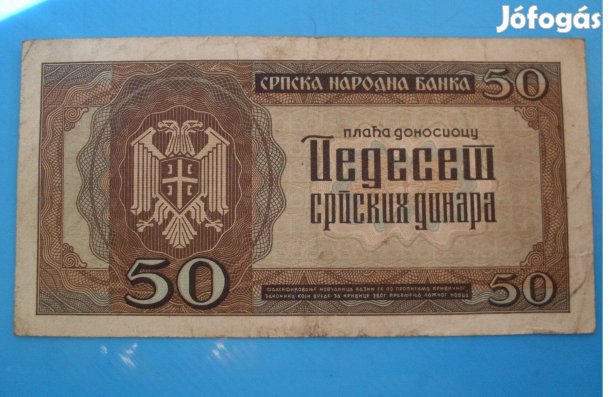 Gyűjtőknek 1942-es Szerbia 50 Dinár papírpénz eladó