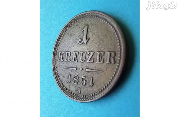 Gyűjtőknek szép 1851-es Habsburg Birodalom 1 Kreuzer pénzérme eladó