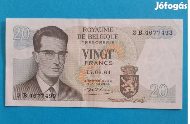 Gyűjtőknek szép 1964-es Belgium 20 Frank papírpénz eladó
