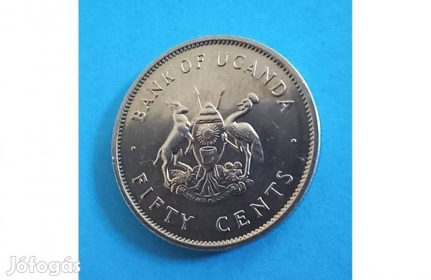 Gyűjtőknek szép 1976-os Uganda 50 Cent pénzérme eladó