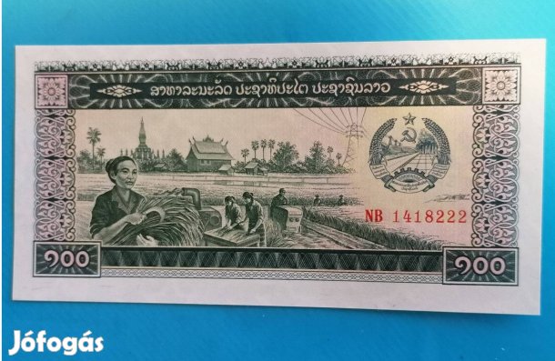 Gyűjtőknek szép, hajtatlan 1979-es Laosz 100 Kip papírpénz eladó