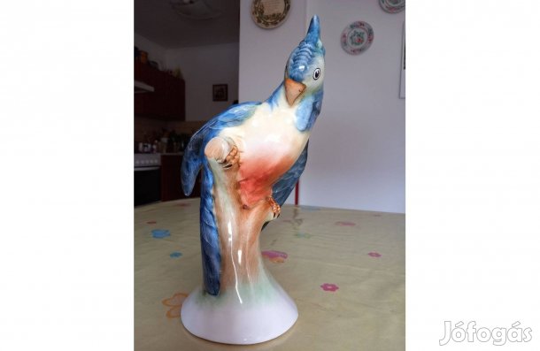 Gyűjtőknek szép, nagyméretű porcelán papagáj eladó