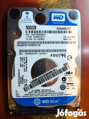 HDD-SATA WD Blue WD5000Lpvt 500 GB Olcsóbb lett !!!