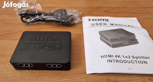 HDMI 4K elosztó, Splitter 1/2 (1 be és 2 HDMI kimenet)