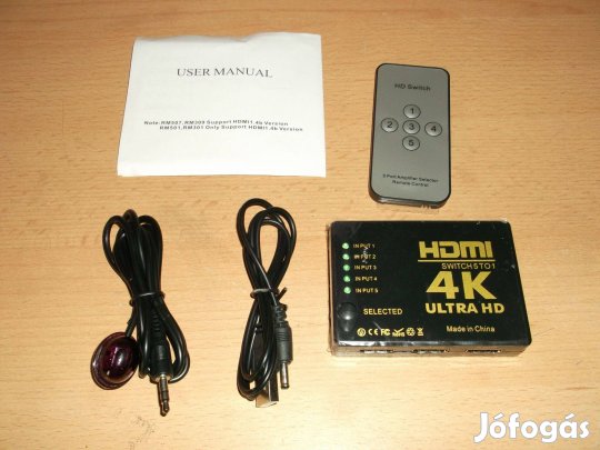 HDMI switch 5 portos távirányítós