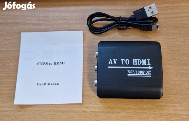 HD 1080P AV - HDMI RCA - HDMI kompozit adapter átalakító USB kábellel