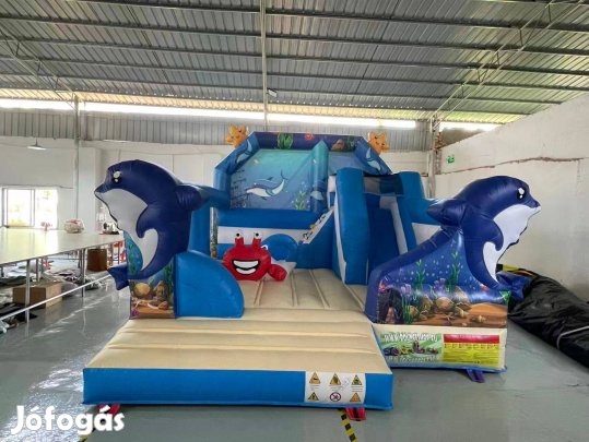 HJ21 Delfin csúszdás, akadályos légvár ugrálóvár