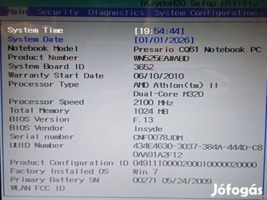 HP-Compaq Presario CQ61 Jánoshidán Van