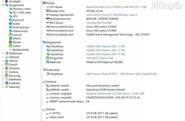 HP Elite X2 G4 Kompletten i5/16gb 3 Hónap Garanciával