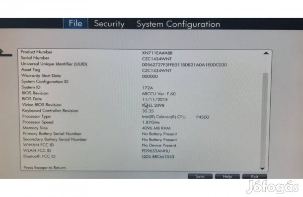 HP Elitebook 8440p Intel Celeron P4500 notebook