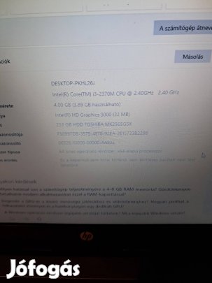 HP Probok 4340s i3-2370M CPU 2.40GHz eladó 