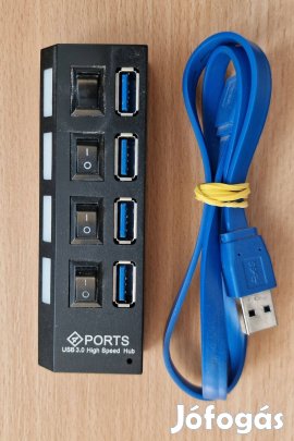 HUB USB 3.0 4 portos elosztó, használt
