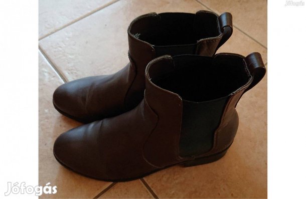 H&M 38-as barna bőr csizma Belső talphossza 24 cm