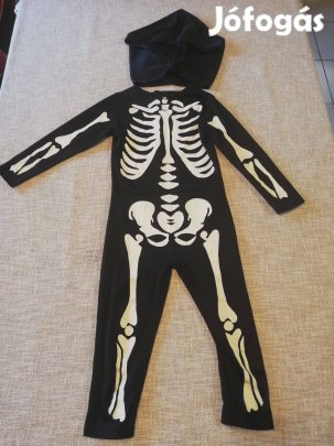 H&M 98-104-es kisfiú-kislány csontváz jelmez (overal), fekete csukjáva