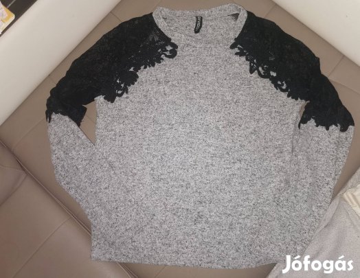 H&M S-es lecímkézett pulcsi csipkés