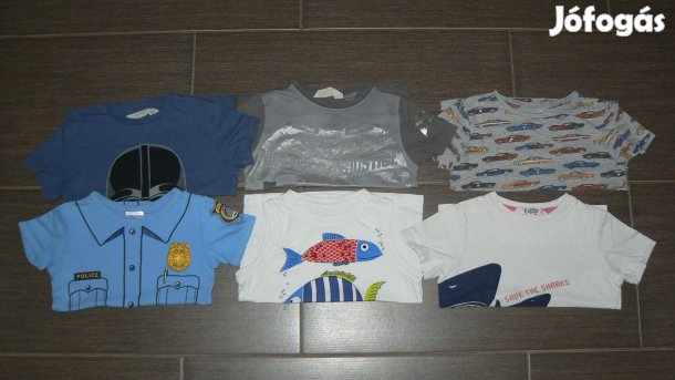 H&M autós, cápás stb 98-as kisfiú pamut póló, trikó