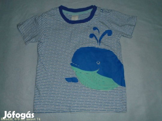 H&M bálna mintás póló 6-9 hó (méret 74) kék