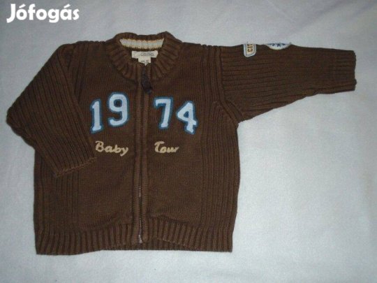 H&M barna pulóver cipzáras kardigán 4-6 hó (méret 68)