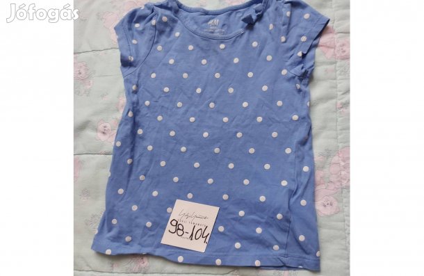 H&M-es, kék-fehér pöttyös trikó (98/104-es)
