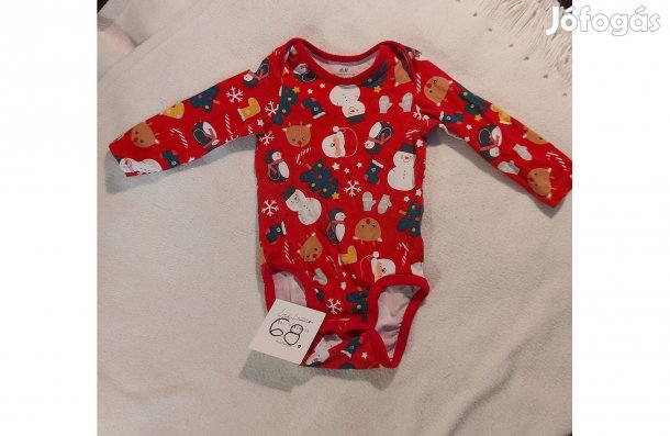 H&M-es hosszúujjú karácsonyi body, 68-as méretű