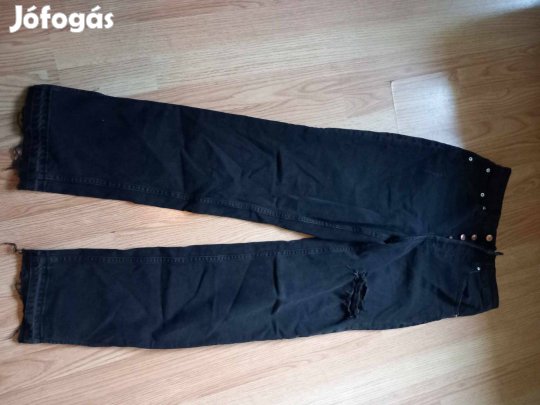 H&M fekete bő szárú magas derekú farmer Xs S
