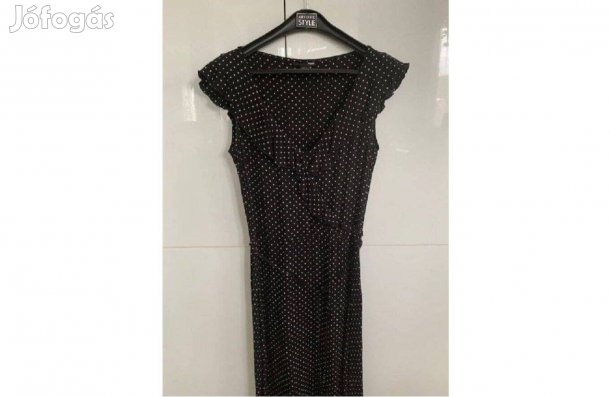 H&M fekete fehér pöttyös hosszú ruha 36