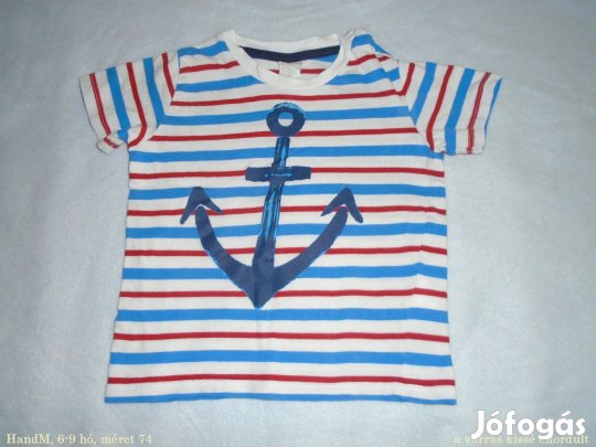H&M horgony mintás csíkos póló 6-9 hó (méret 74)