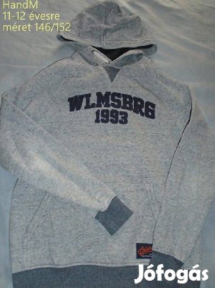 H&M kapucnis szürke pulóver 11-12 évesre méret 146 / 152