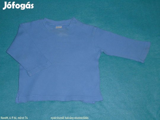H&M kék hosszú ujjú felső 6-9 hó (méret 74)