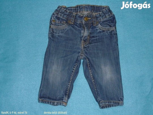 H&M kék színű farmernadrág 6-9 hó (méret 74)