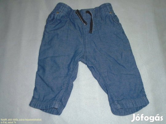 H&M kék színű nadrág 6-9 hó (méret 74) - a szárai felcsatolhatóak