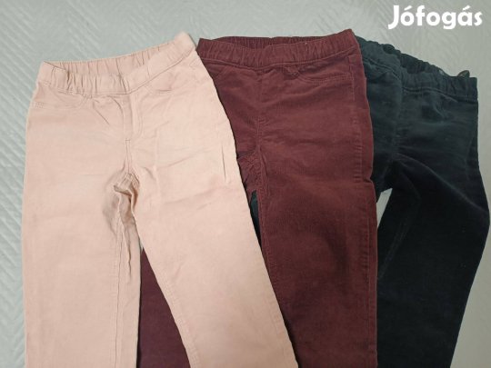 H&M kordbársony kislány nadrág 3 db (128-as) Új
