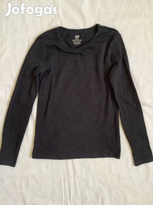 H&M lány fekete hosszú ujjú pamut póló 134/ 140-os