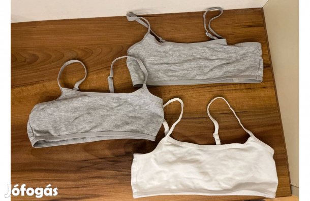 H&M lány top melltartó 3 db-os szett, 1 db fehér és 2 db szürke 134