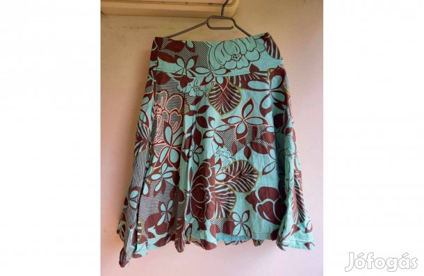 H&M nagy virág mintás világoszöld vászon-pamut harang szoknya EUR 36