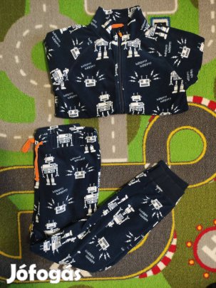 H&M polár nadrág cipzáras pulóver szett 134/140, robotos