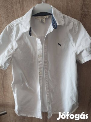 H&M rövid ujjú fehér ing, fiú 140