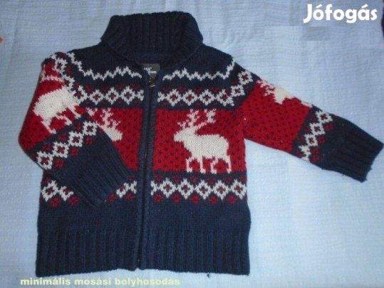H&M szarvas mintás pulóver 1-2 évesre (méret 86 / 92)