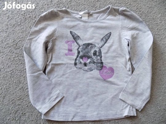 H&M szürke, nyuszis hosszúujjú felső 3-4 évesre